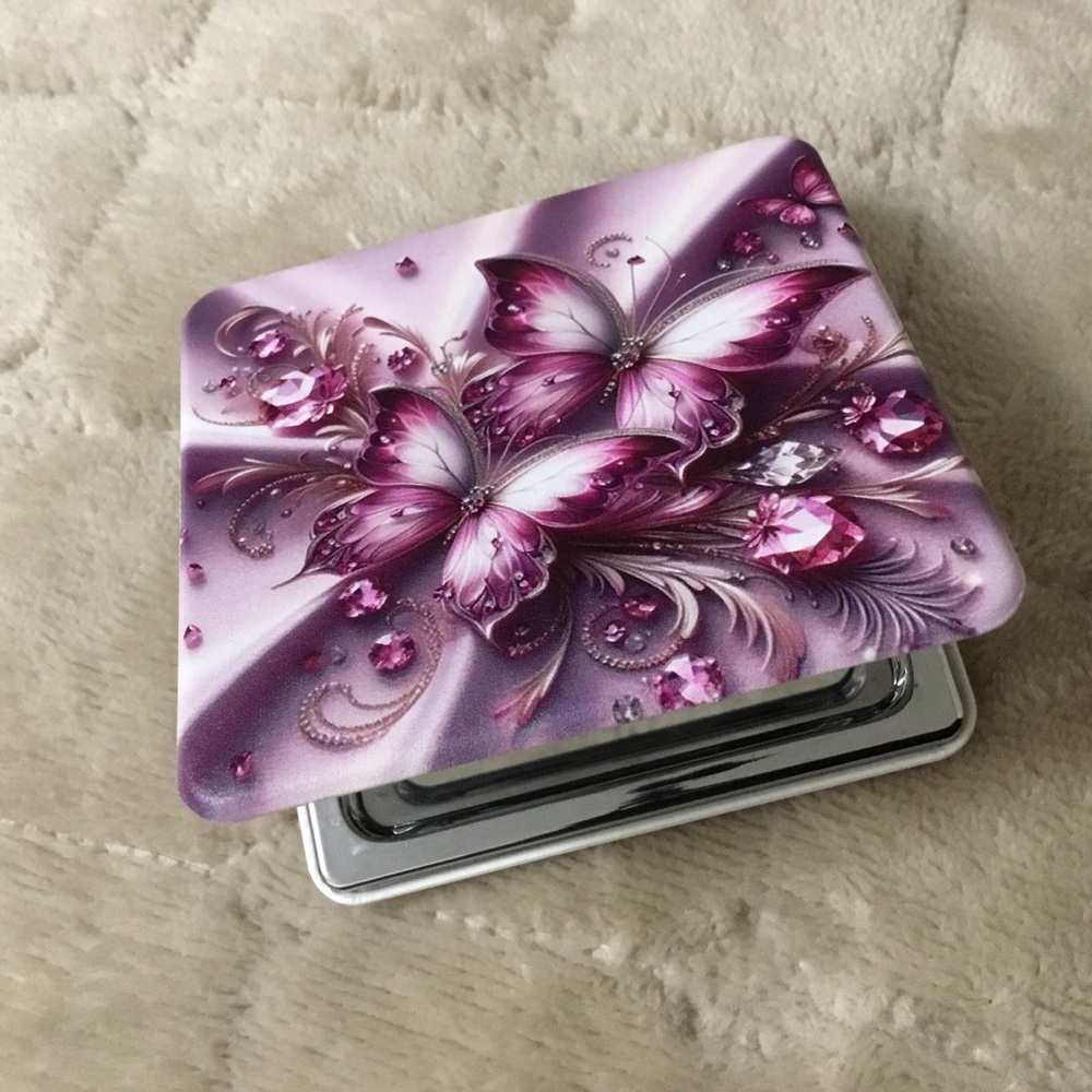 Pink Butterfly Compact Mirror